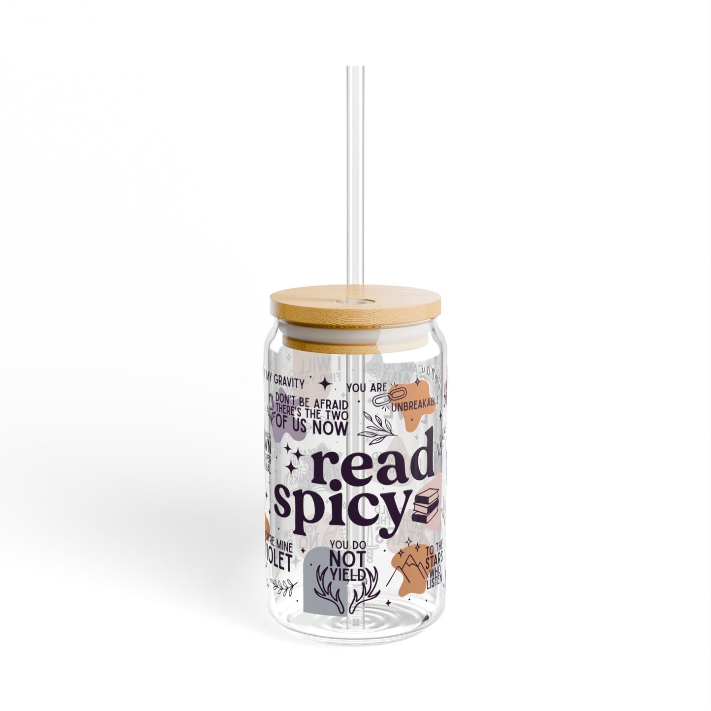 Read Spicy Sipper Romantasy Glass, 16oz - Inspired by ACOTAR, Fourth Wing, Throne of Glass, and Outlander - Mug - With lid and straw - After Word