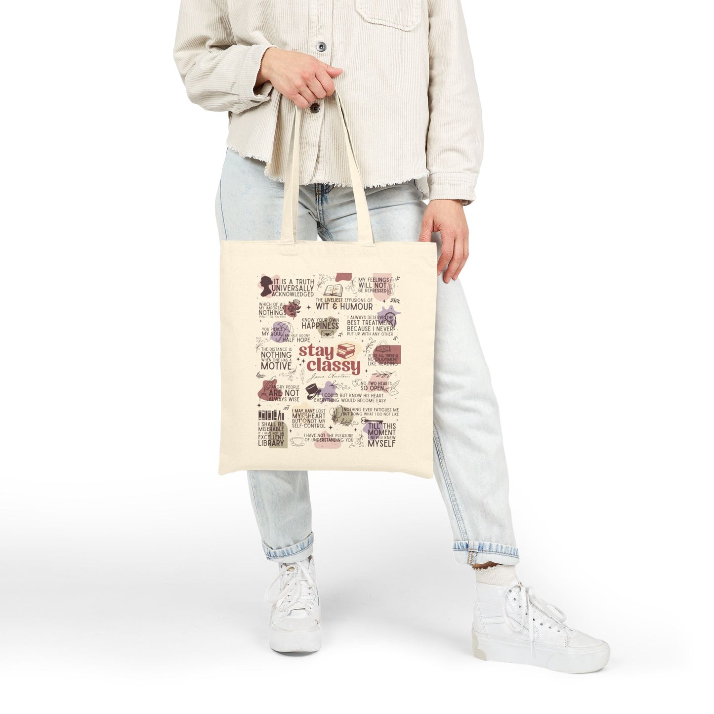 Jane Austen Inspired Cotton Canvas Tote Bag - Bags - Natural - After Word