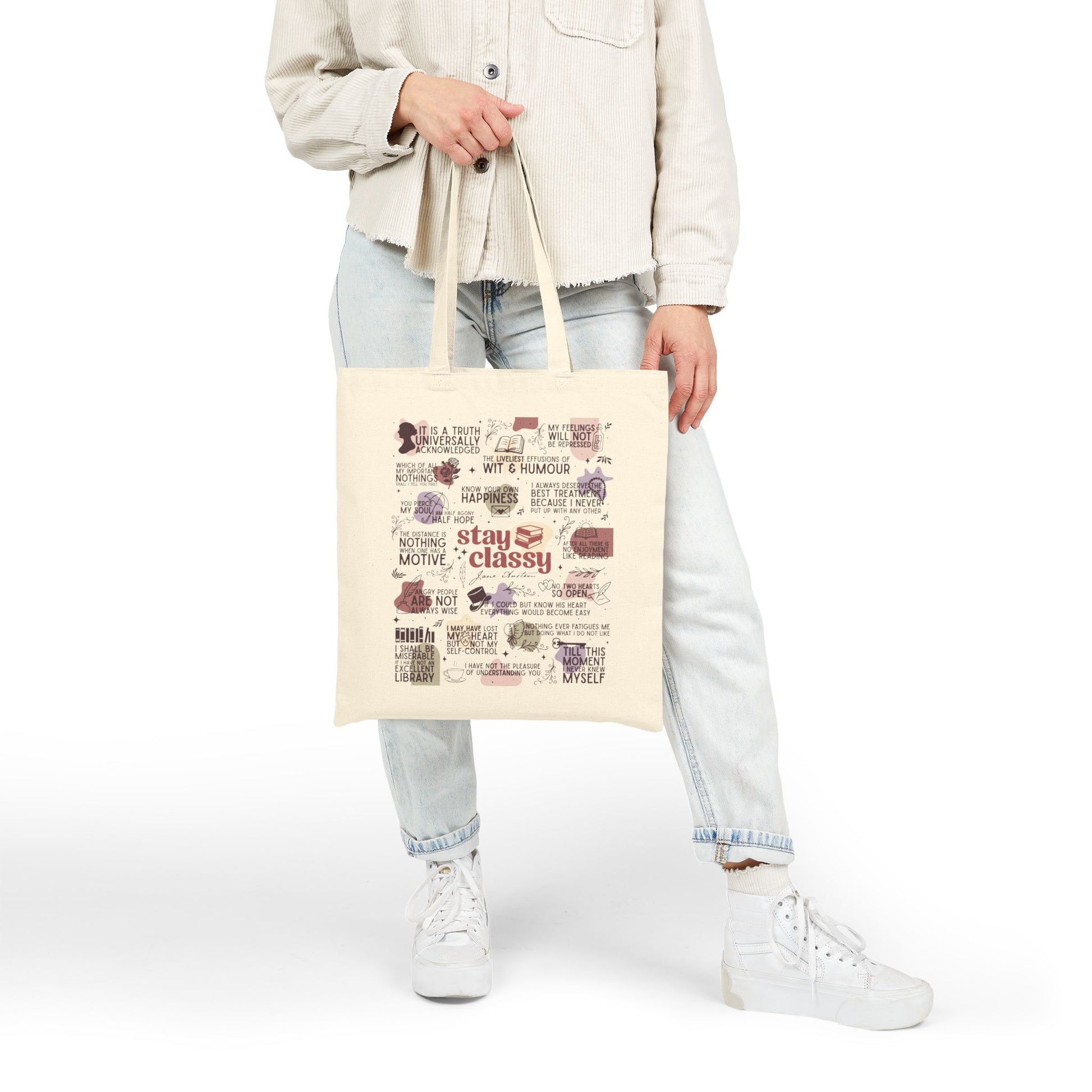 Jane Austen Inspired Cotton Canvas Tote Bag - Bags - Natural - After Word