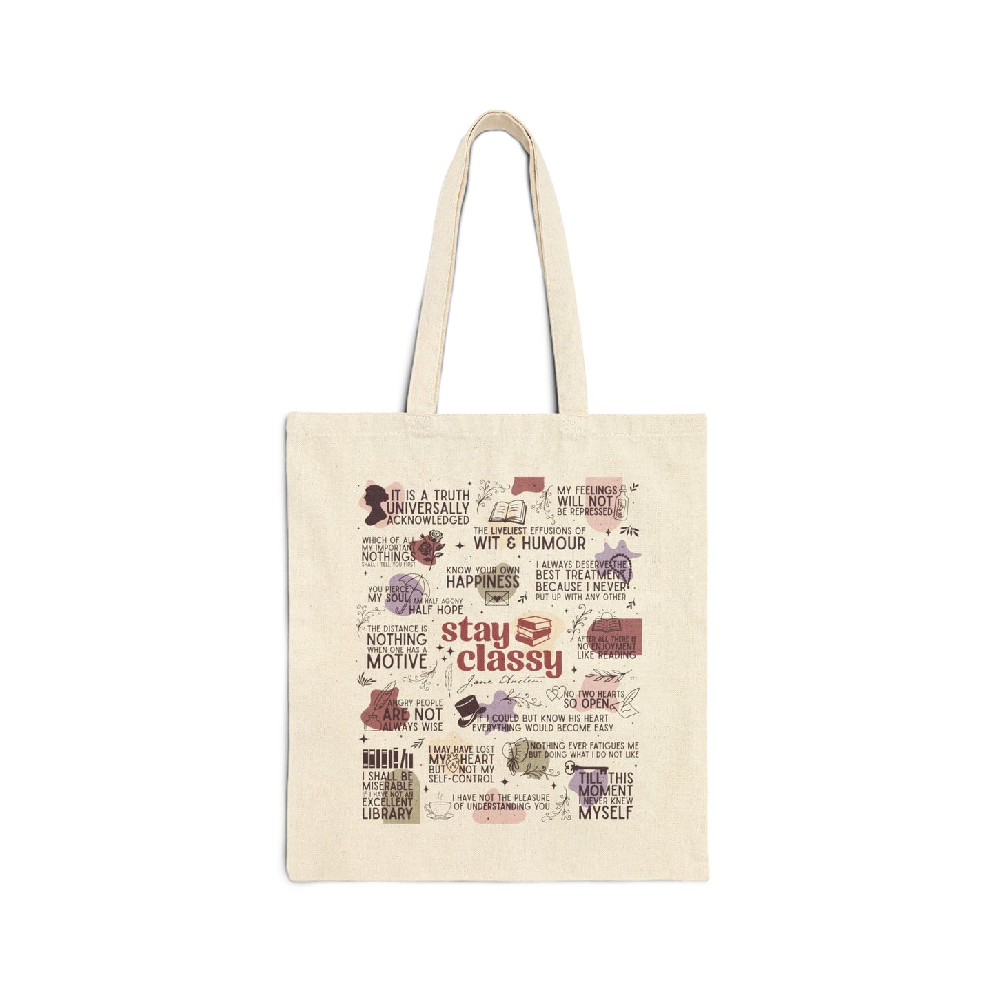 Jane Austen Inspired Cotton Canvas Tote Bag - Bags - Natural - After Word