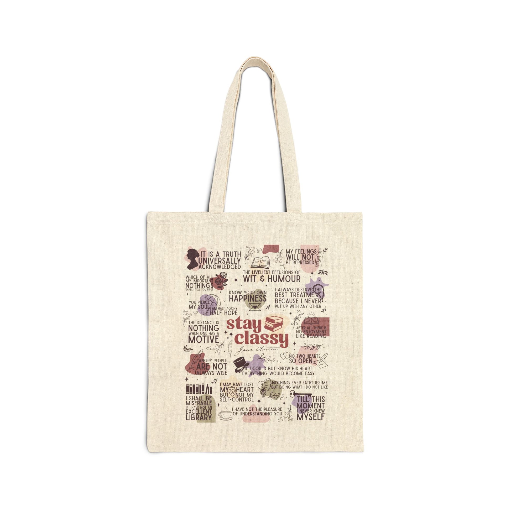 Jane Austen Inspired Cotton Canvas Tote Bag - Bags - Natural - After Word