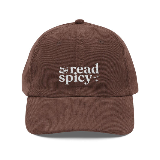 Read Spicy Embroidered Corduroy Romantasy Hat - Hats - Dark Brown - After Word