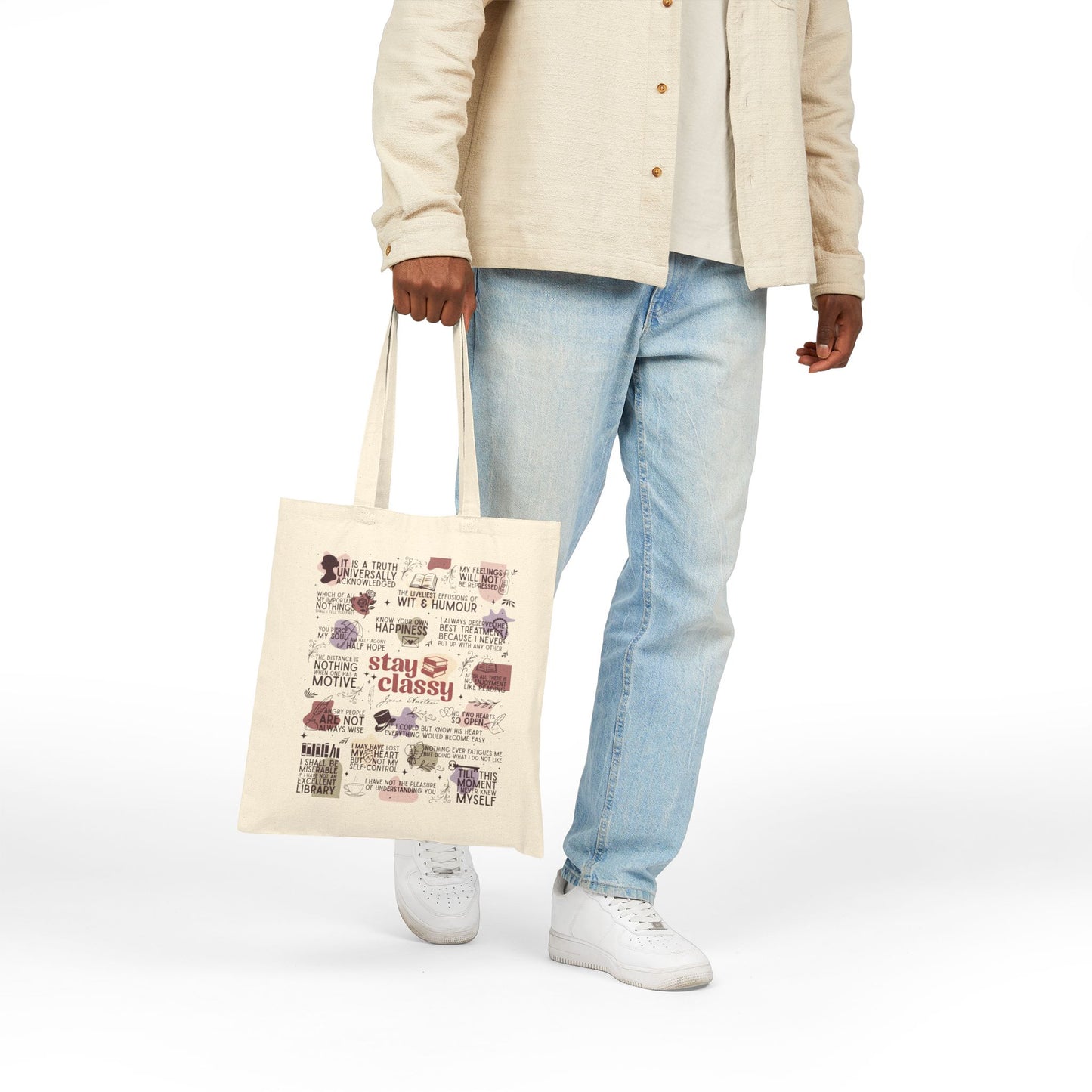 Jane Austen Inspired Cotton Canvas Tote Bag - Bags - Natural - After Word
