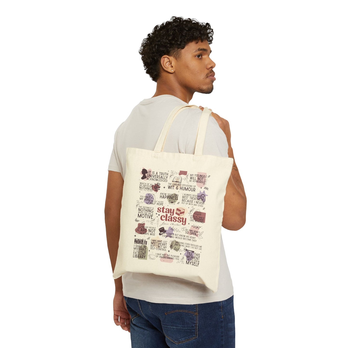 Jane Austen Inspired Cotton Canvas Tote Bag - Bags - Natural - After Word