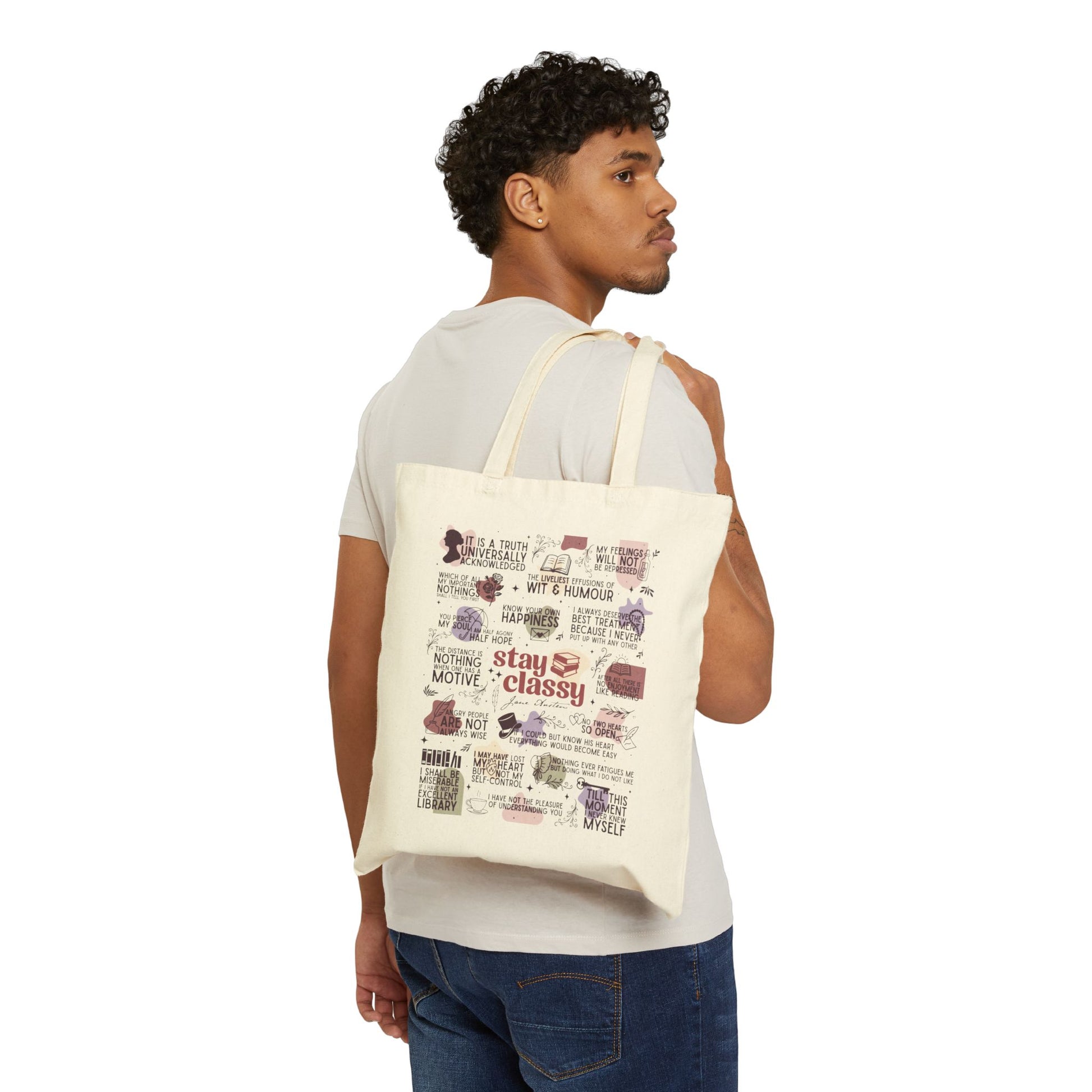 Jane Austen Inspired Cotton Canvas Tote Bag - Bags - Natural - After Word