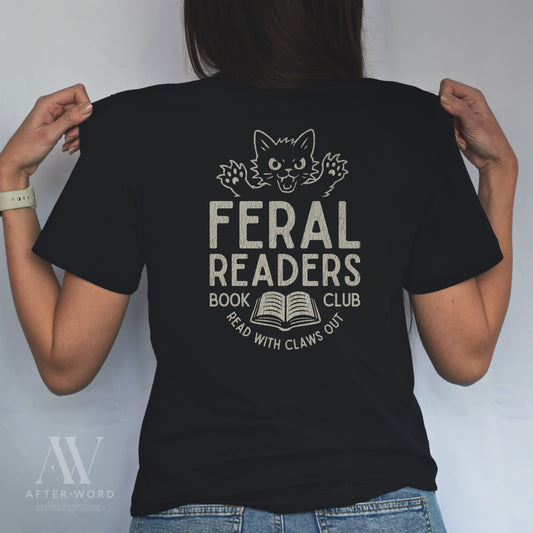 Feral Readers Book Club Tee – Read With Claws Out - T-Shirt - Black Heather - After Word