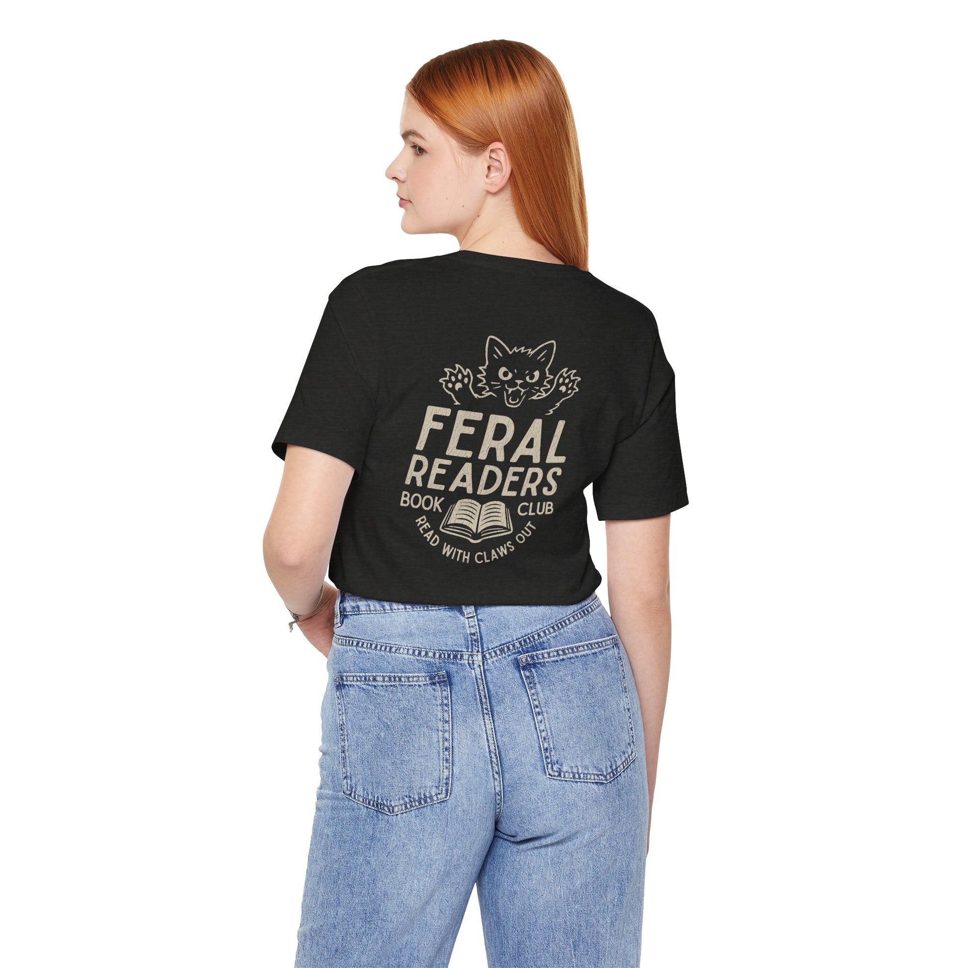 Feral Readers Book Club Tee – Read With Claws Out - T-Shirt - Black Heather - After Word