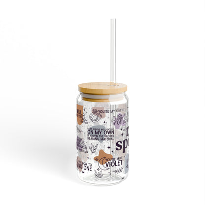 Read Spicy Sipper Romantasy Glass, 16oz - Inspired by ACOTAR, Fourth Wing, Throne of Glass, and Outlander - Mug - With lid and straw - After Word