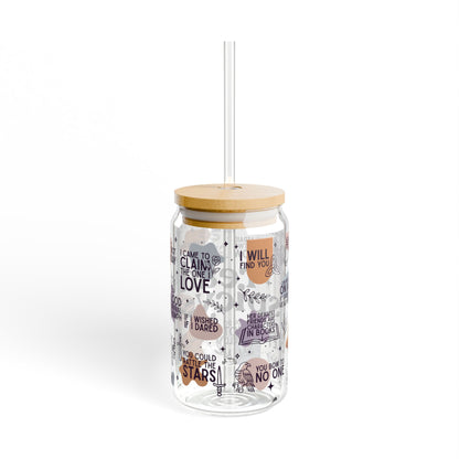 Read Spicy Sipper Romantasy Glass, 16oz - Inspired by ACOTAR, Fourth Wing, Throne of Glass, and Outlander - Mug - With lid and straw - After Word