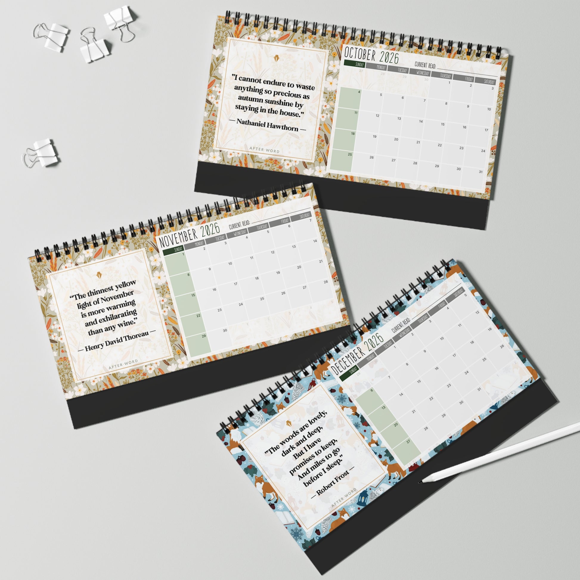 A Year Between the Pages – 2026 Desktop Quote Calendar - Calendar - 10" x 5" - After Word