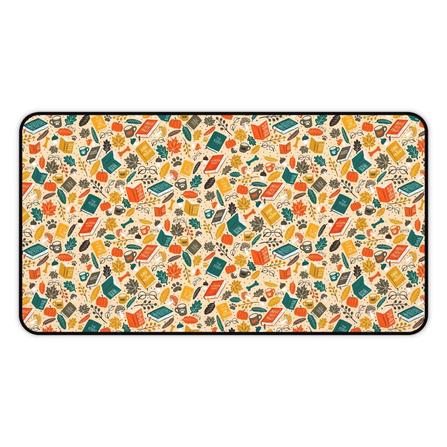 Barking Good Books - Cozy Season Desk Mat - Home Decor - 12" × 22" - After Word