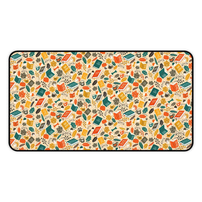 Barking Good Books - Cozy Season Desk Mat - Home Decor - 12" × 22" - After Word