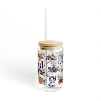 Read Spicy Sipper Romantasy Glass, 16oz - Inspired by ACOTAR, Fourth Wing, Throne of Glass, and Outlander - Mug - With lid and straw - After Word