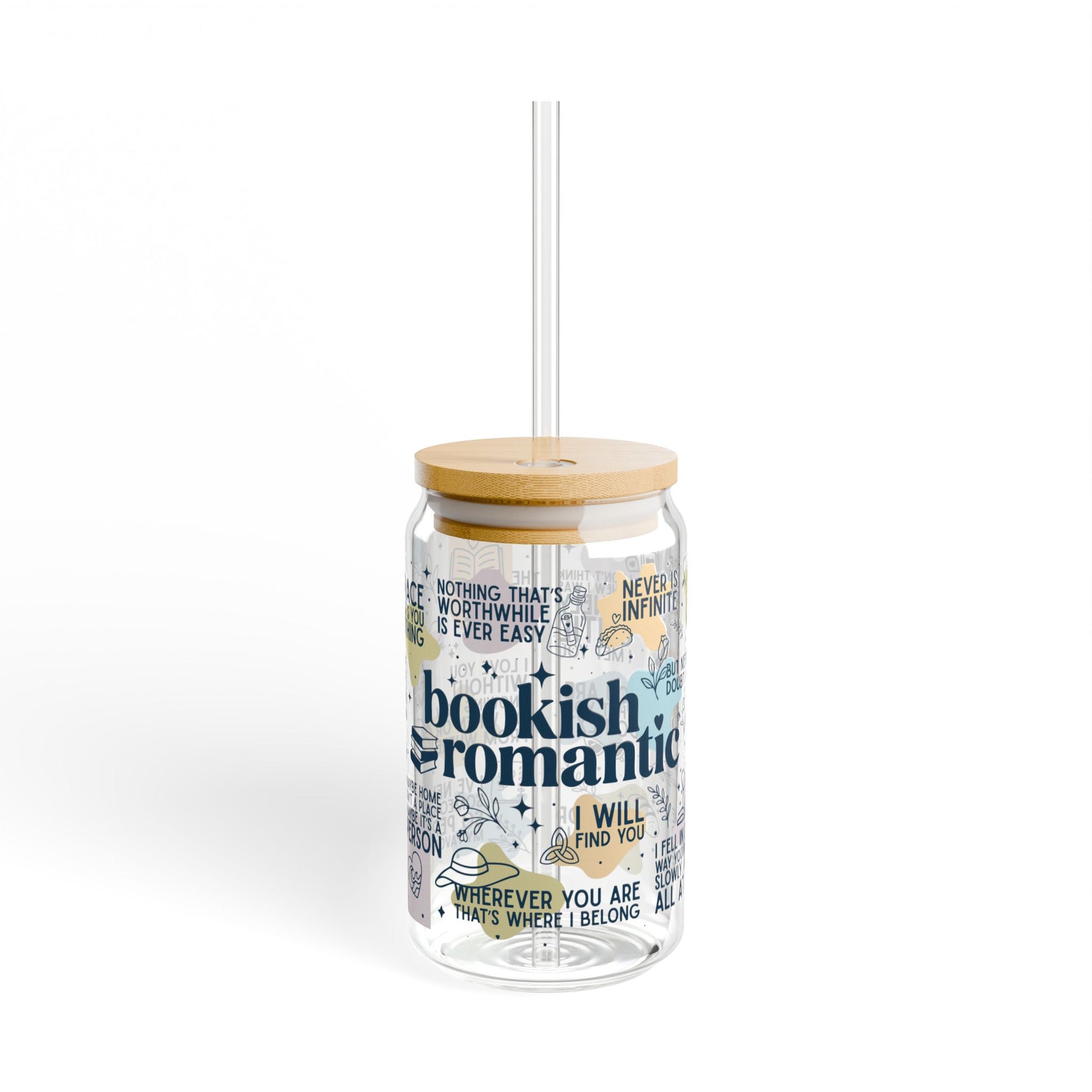 Bookish Romantic Sipper Glass (16oz) - Mug - With lid and straw - After Word
