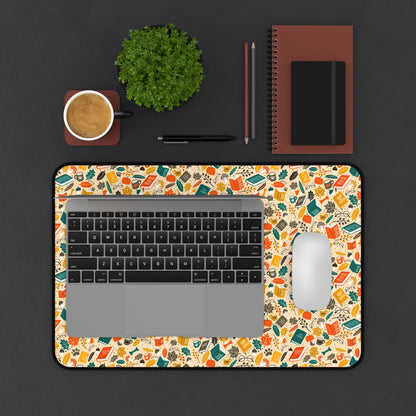 Barking Good Books - Cozy Season Desk Mat - Home Decor - 12" × 22" - After Word