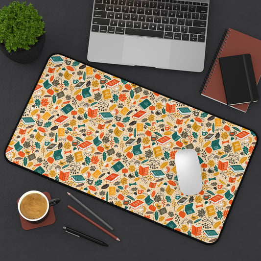 Barking Good Books - Cozy Season Desk Mat - Home Decor - 12" × 18" - After Word