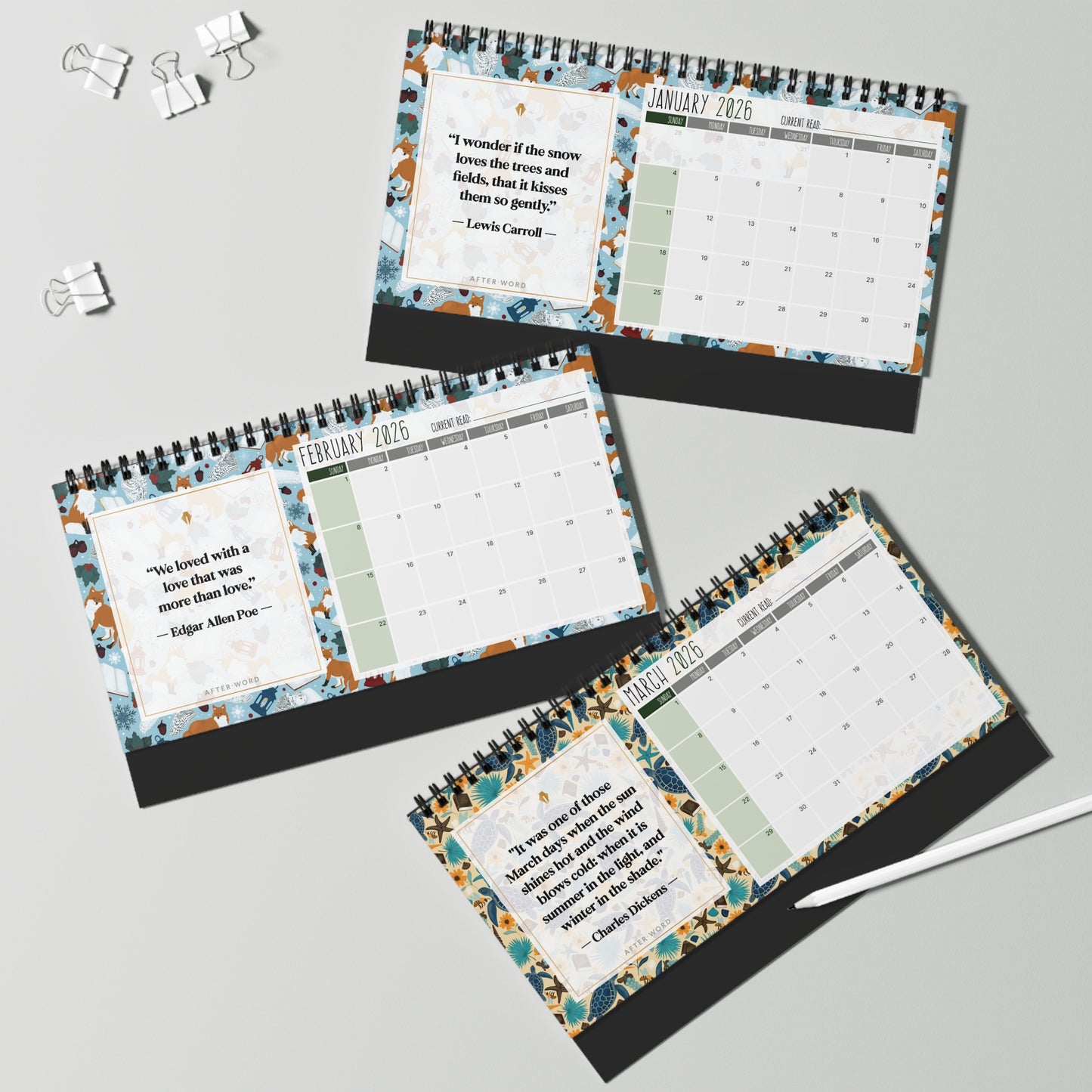 A Year Between the Pages – 2026 Desktop Quote Calendar - Calendar - 10" x 5" - After Word