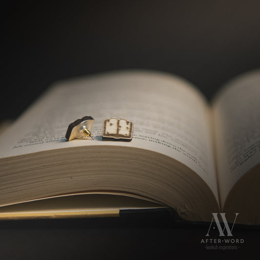 Chapter Charms: Bookish Wooden Stud Earrings