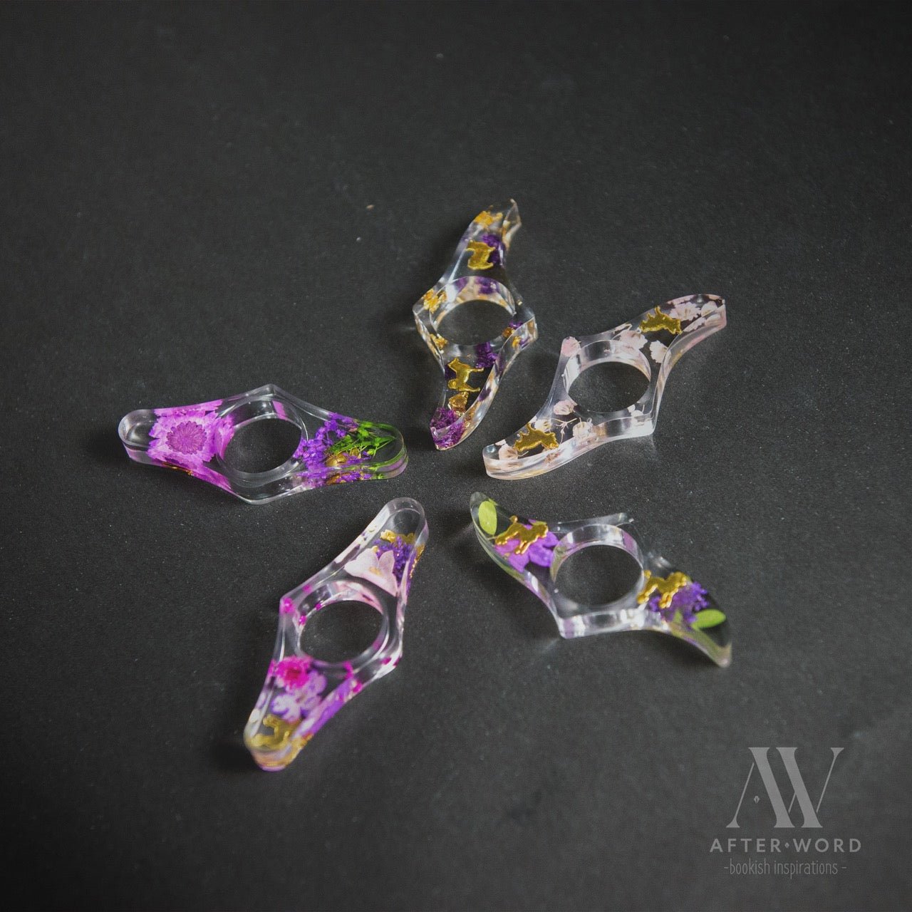 Floral Resin Page Holders - Book Accessories - Rounded Diamond - After Word