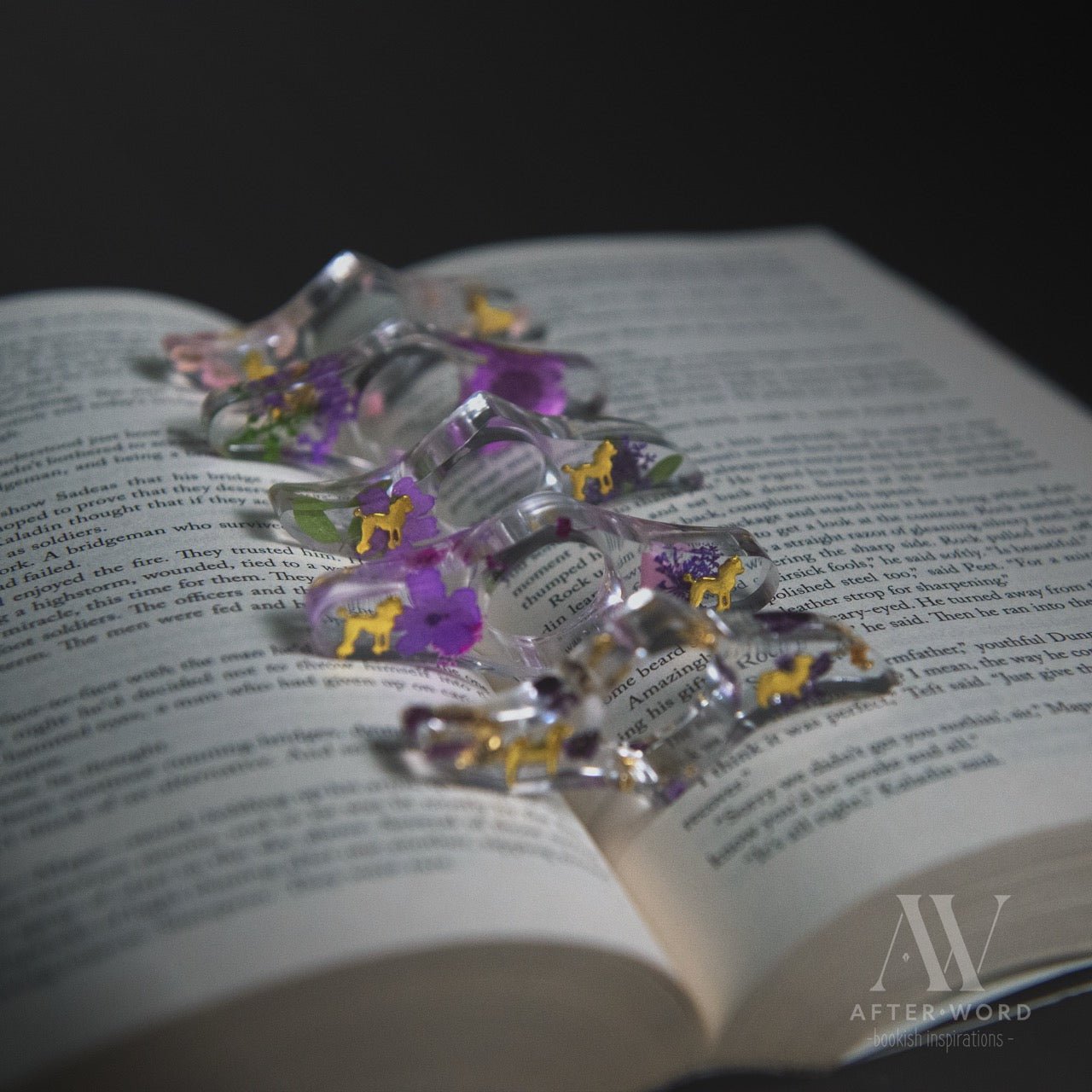 Floral Resin Page Holders - Book Accessories - Rounded Diamond - After Word
