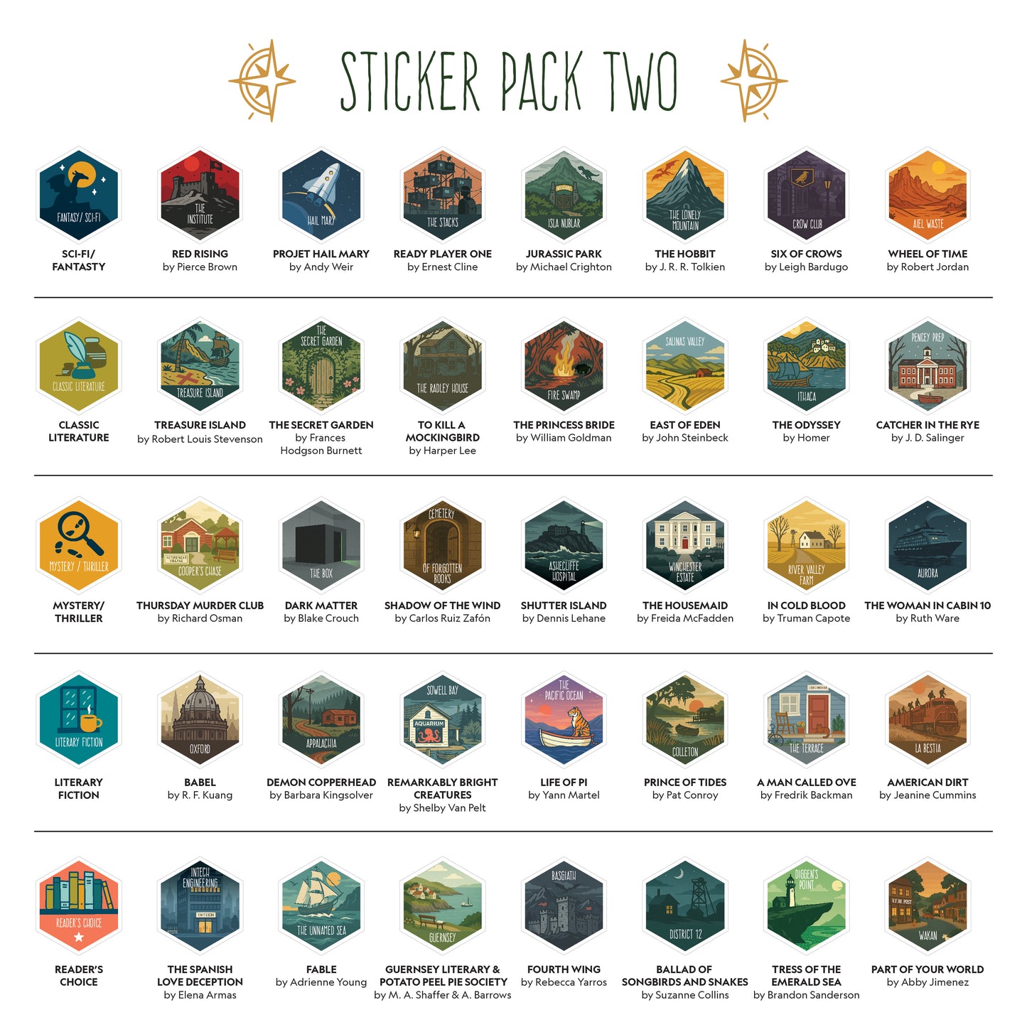 Book Trekker Individual Sticker Set Packs - Sticker - Full Set of 40 - After Word
