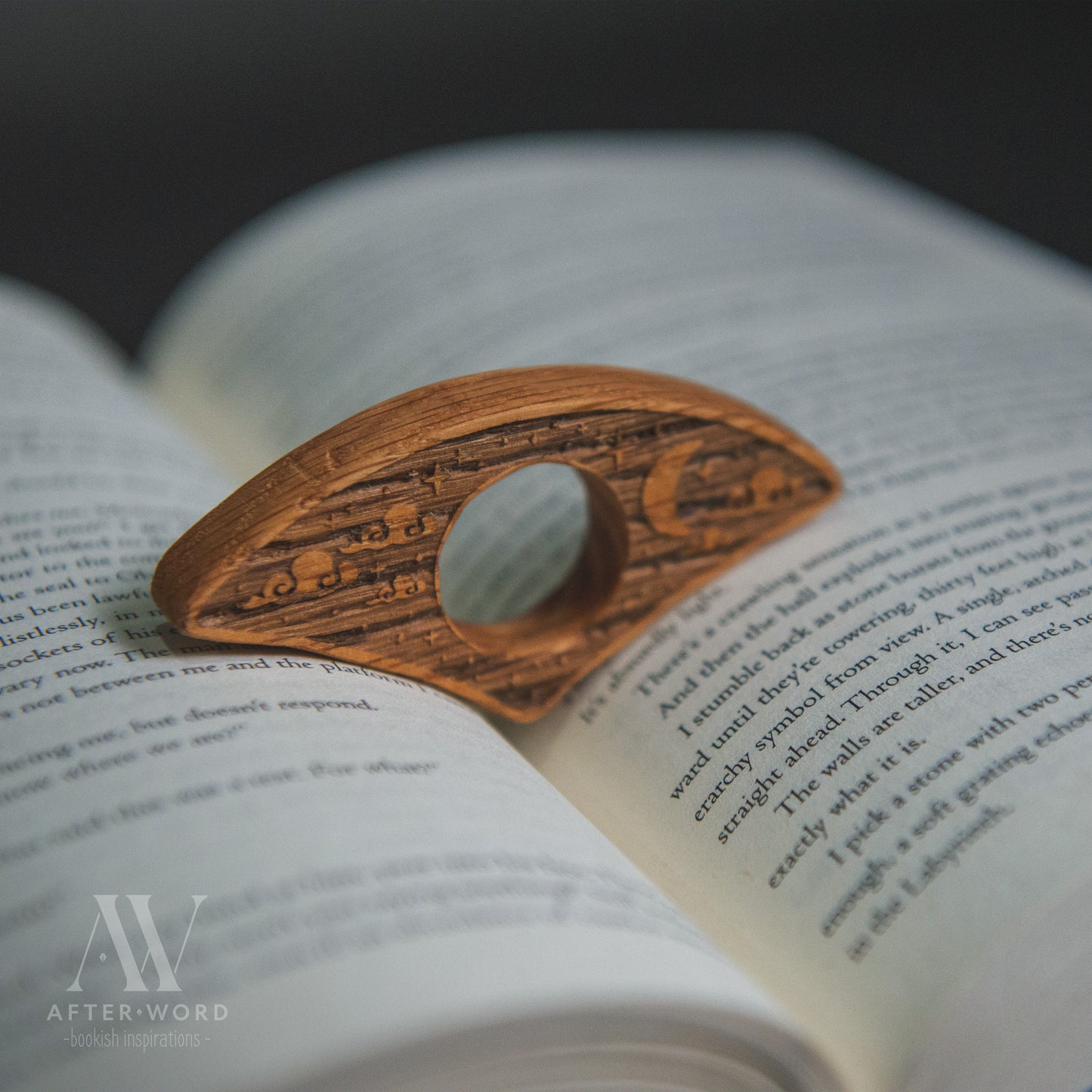 Wooden Page Holders - Page Holder - Crescent Arc - After Word