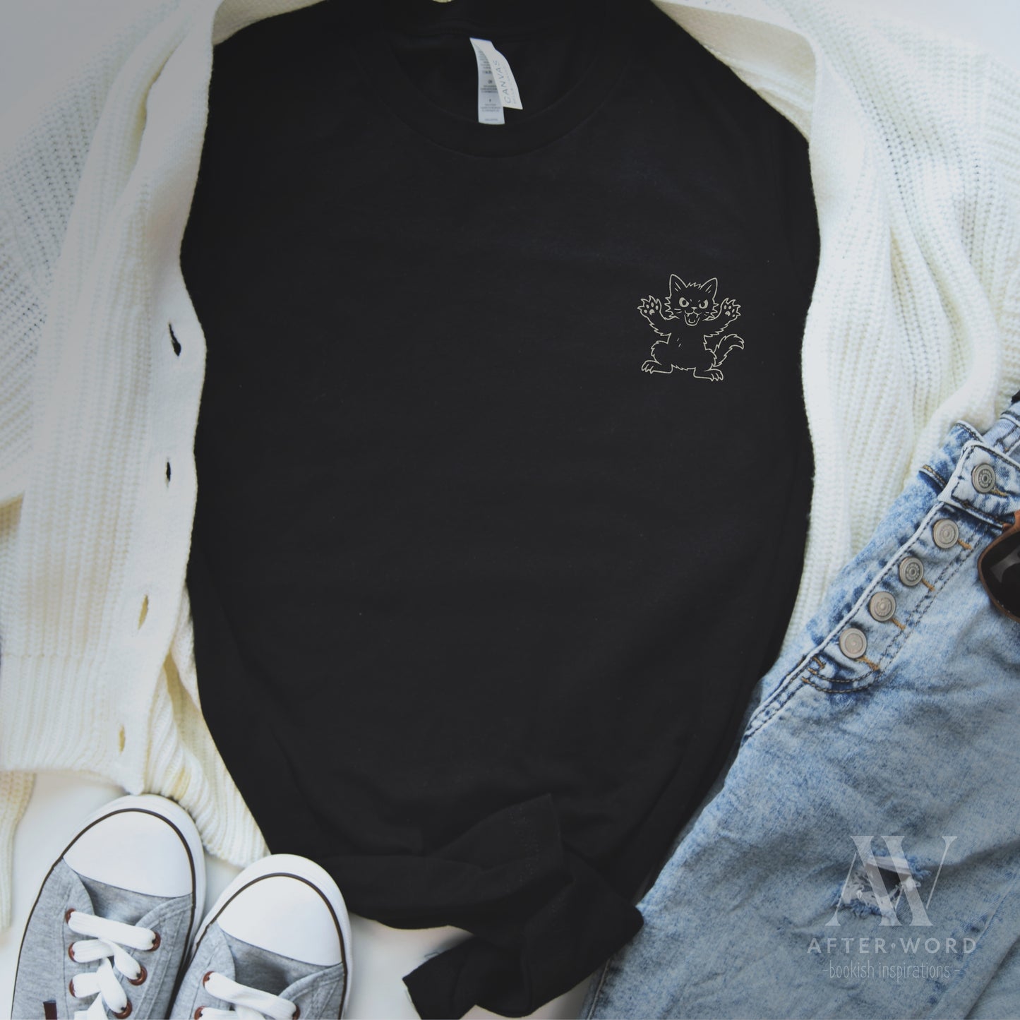 Feral Readers Book Club Tee – Read With Claws Out - T-Shirt - Black Heather - After Word
