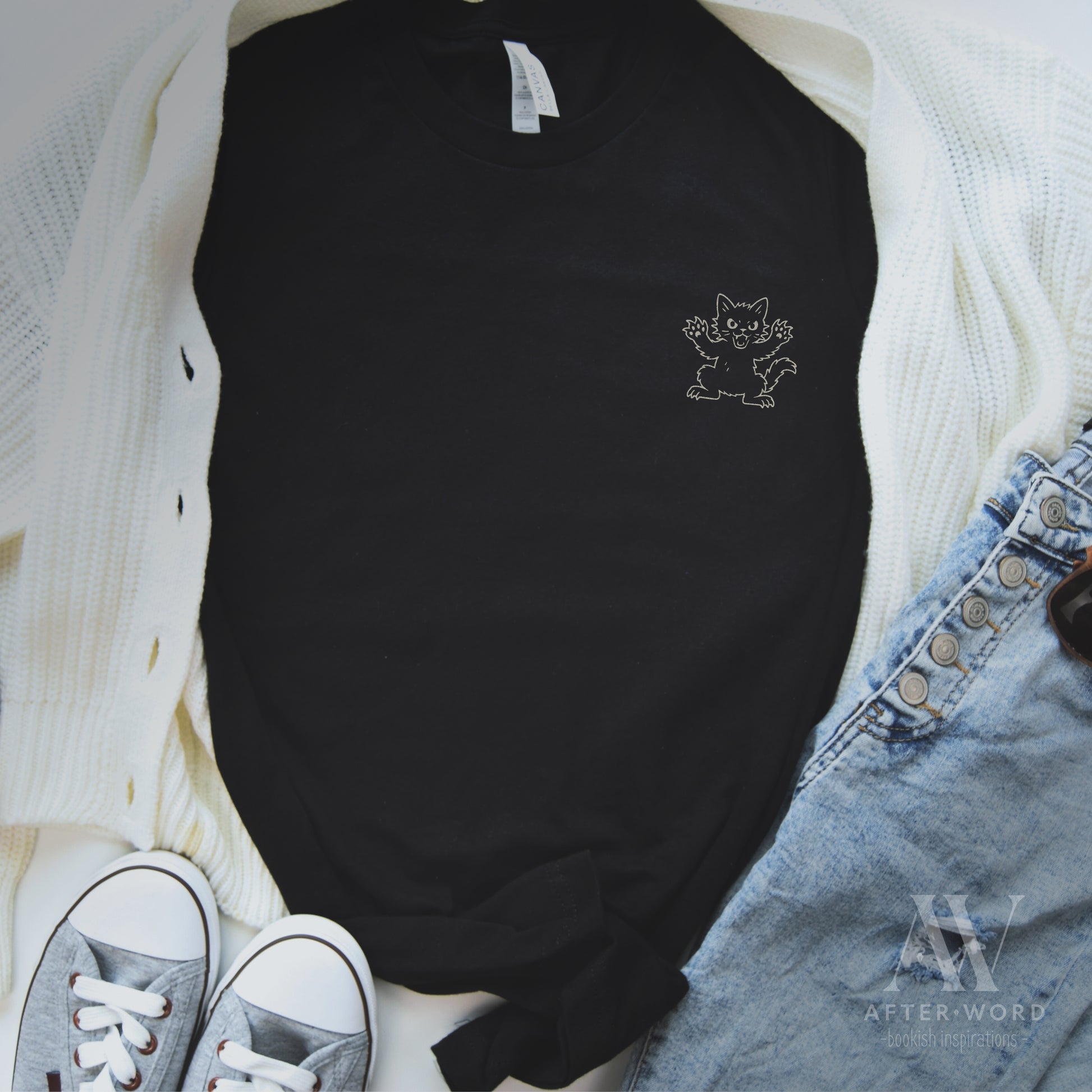 Feral Readers Book Club Tee – Read With Claws Out - T-Shirt - Black Heather - After Word