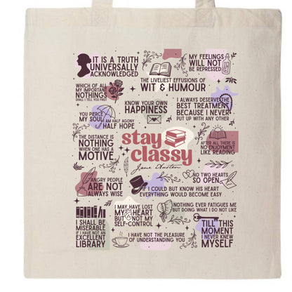 Jane Austen Inspired Tote Bag